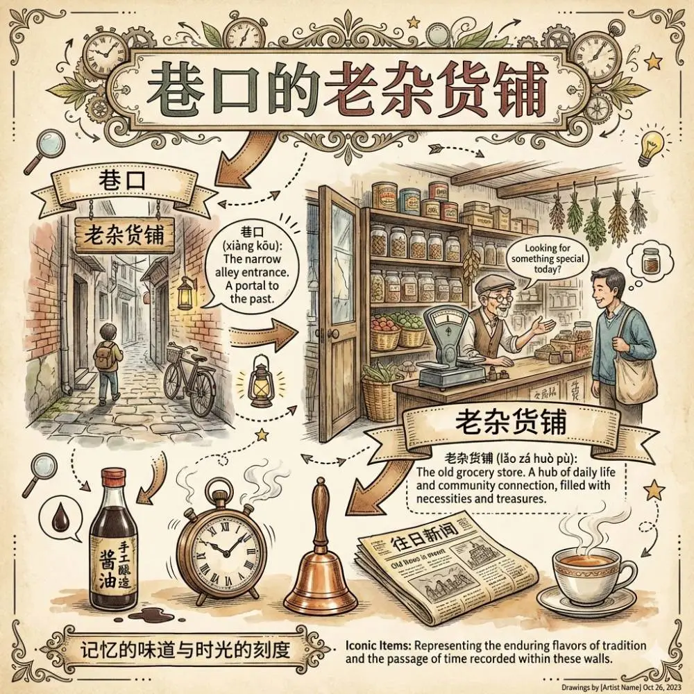 复古手绘风老杂货铺介绍